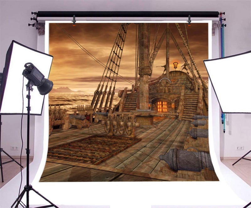Yeele 10x10ft Vintage Sailboat Backdrop for Photography Nautical Battleship Old Wooden Deck Background Pirate Ship Kids Boy Adult Photo Booth Shoot Studio Props - Image 3
